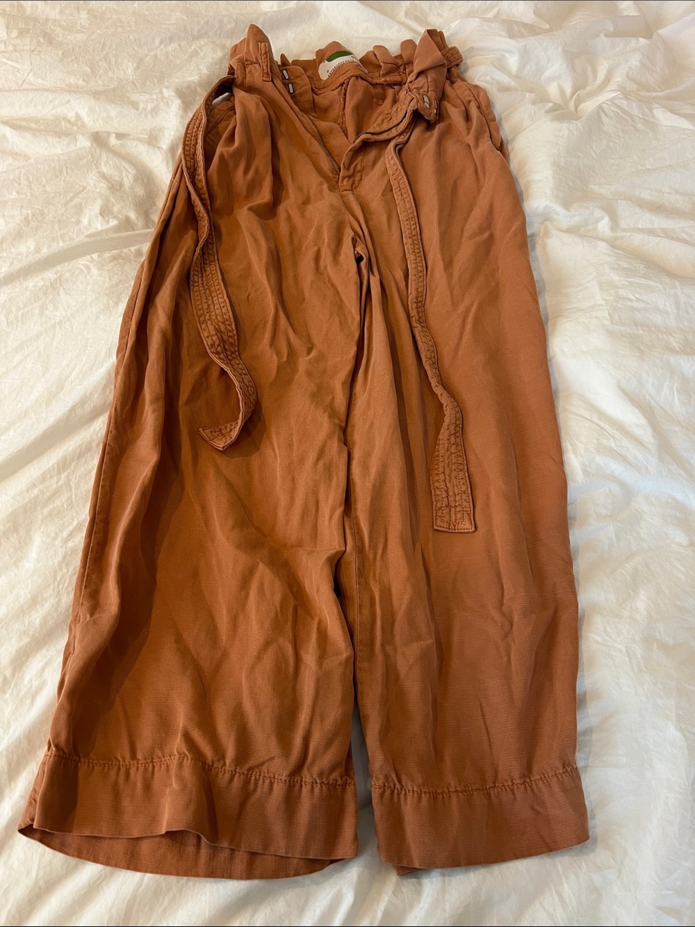 Anthropologie Orange Rust-Tone High-Waist Wide Leg Pants